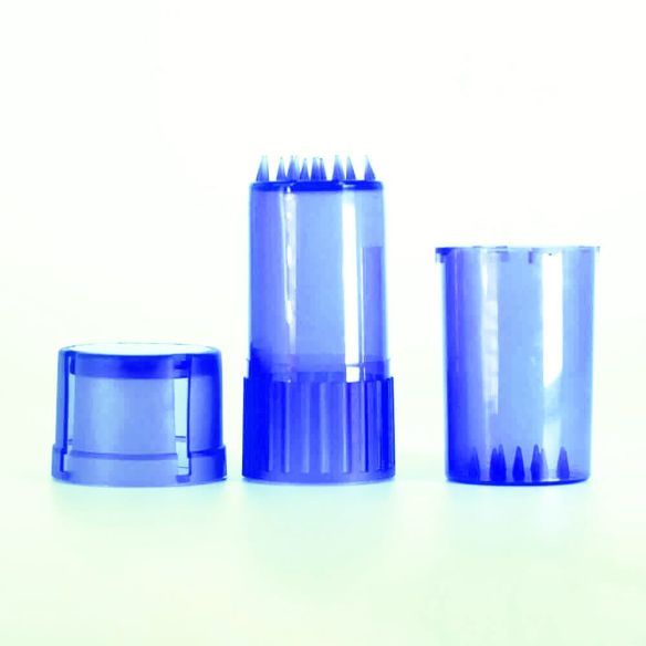 CONTENEDOR + MOLEDOR PLASTICO AZUL